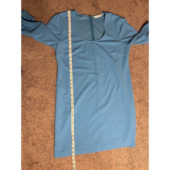 Trina Turk Babette Blue Short Dress Bell Ruffled Sleeves SZ 14 - Picture 8 of 9